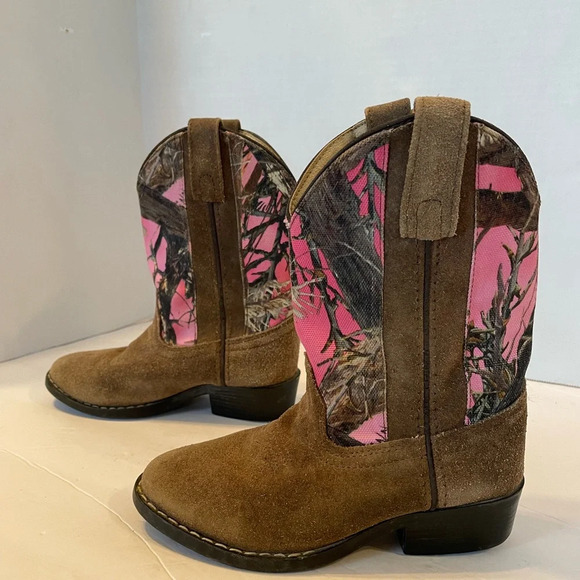 Masterson Boot Co Pink Camo Leather Western Cowboy Boots Girls Size 13 D - Picture 5 of 12